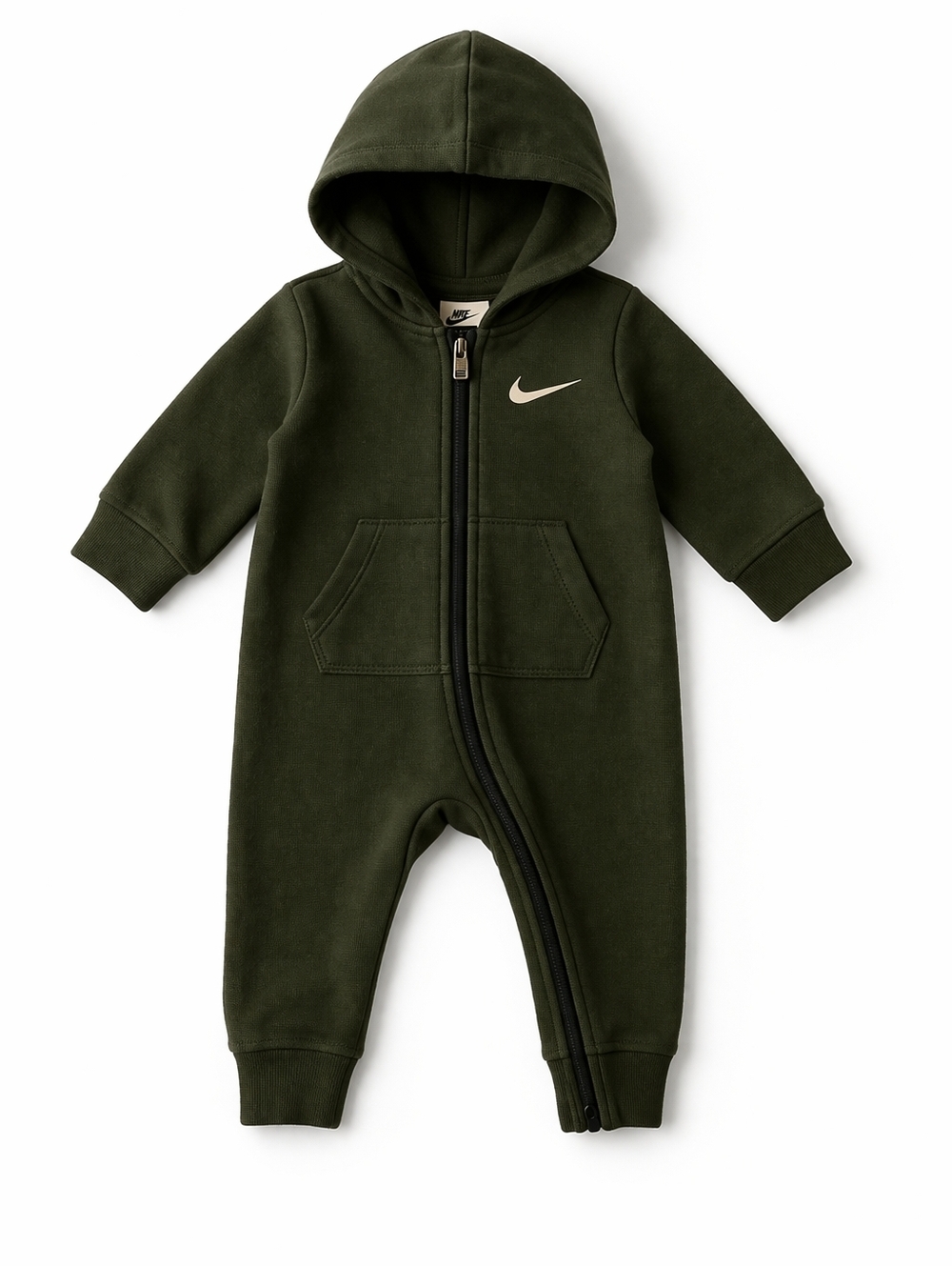 Nike Baby Hooded Footie Green Zip One Piece Outfit